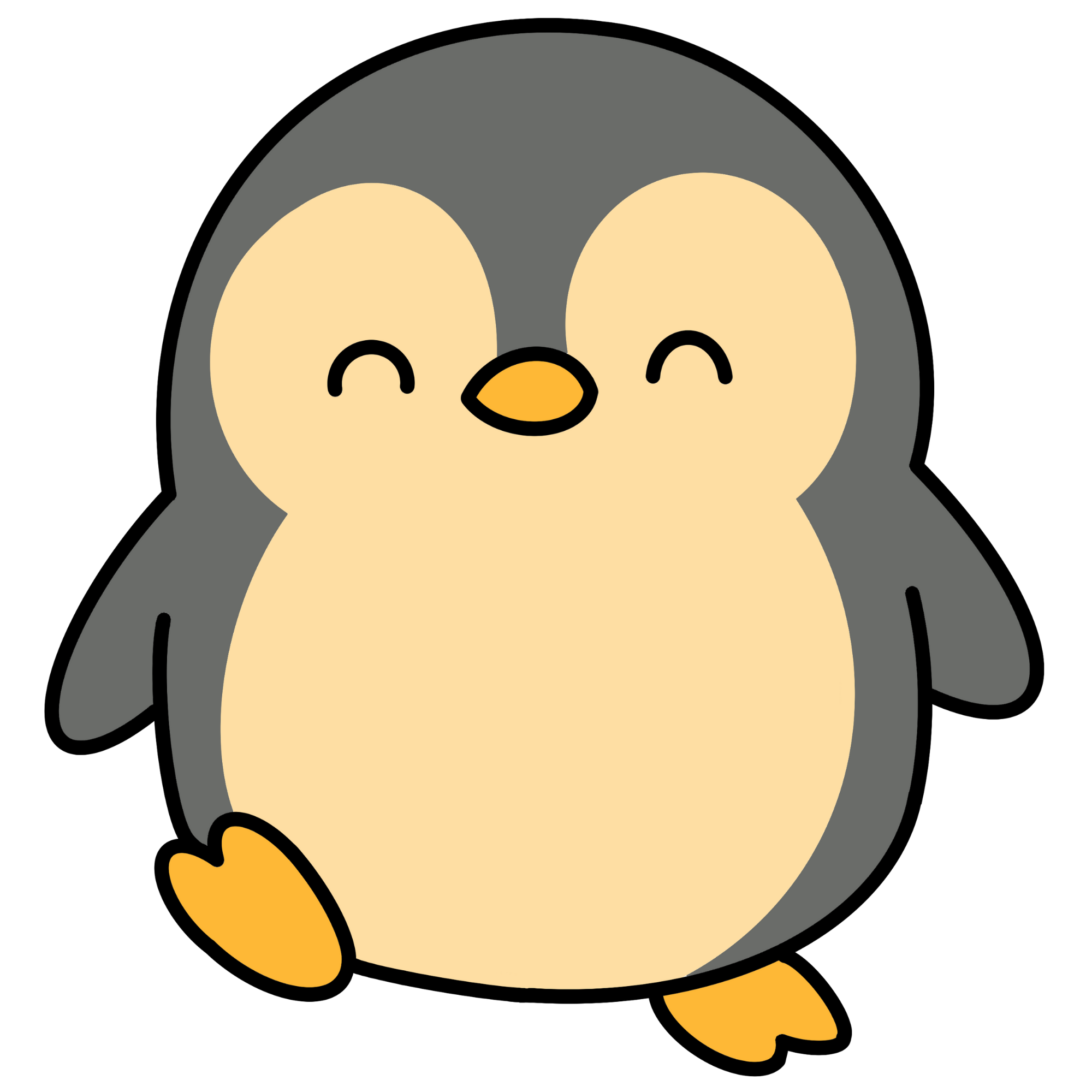 Gray Penguin Kawaii Plushie Cross-Stitch Pattern
